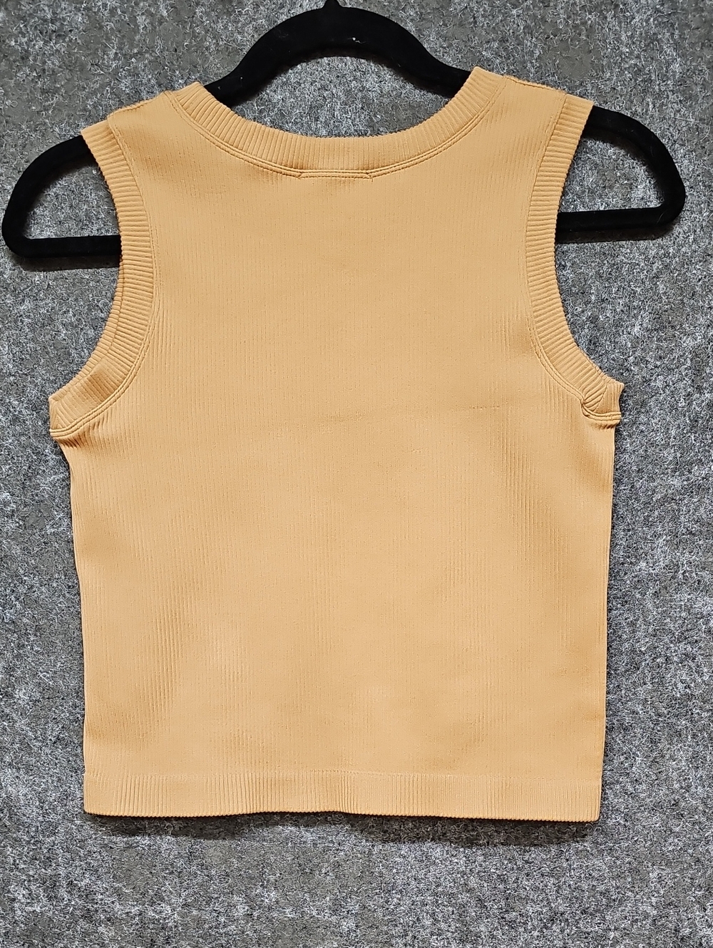 Moa Moa Ribbed Knit Cropped Tank, Tawny Birch Tan, Juniors One Size - Picture 2 of 6